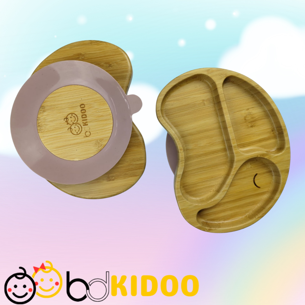 Premium Elephant Shape Bamboo Baby Plate with Silicone Suction Base - Image 2