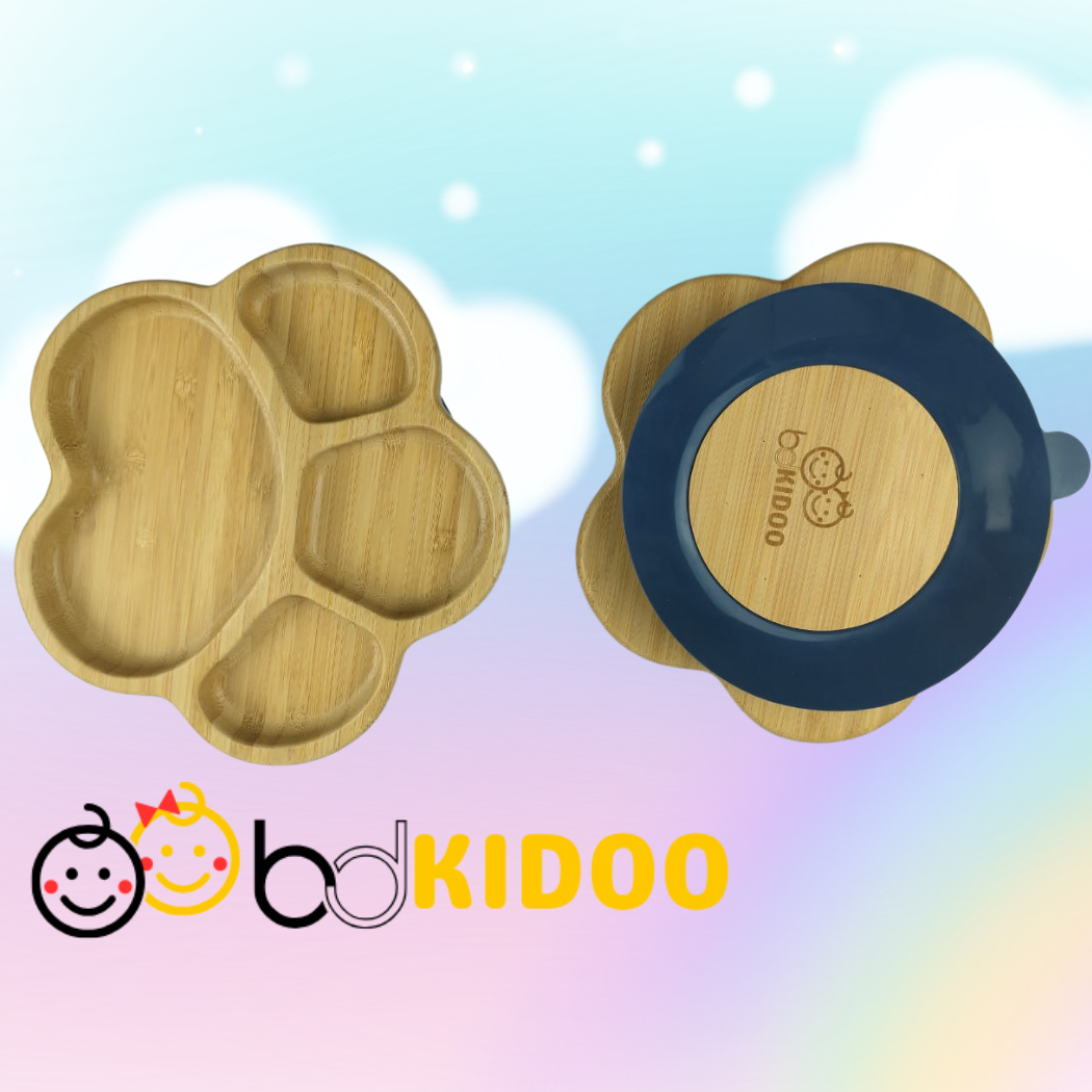 Premium Paw Shape Bamboo Baby Plate with Silicone Suction Base - Image 3