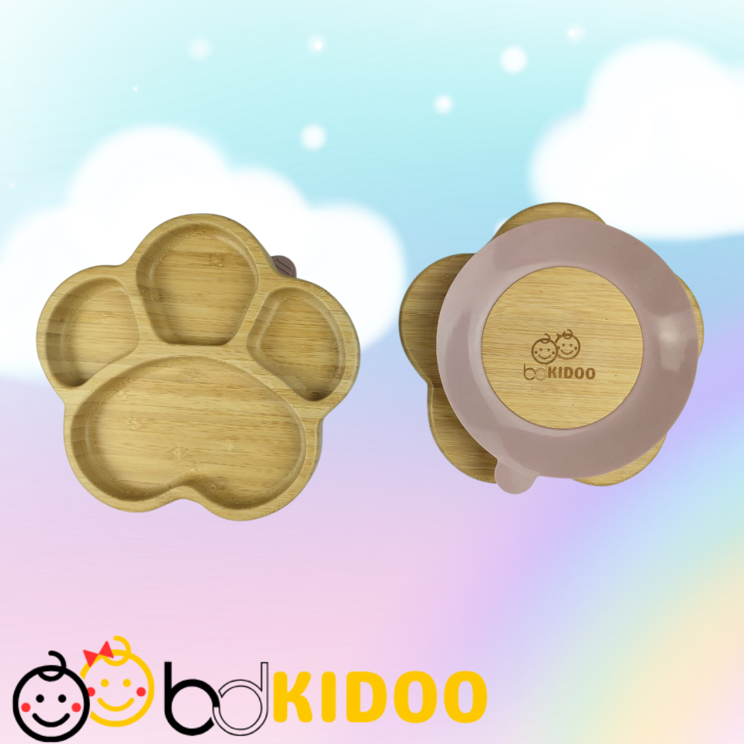 Premium Paw Shape Bamboo Baby Plate with Silicone Suction Base - Image 2