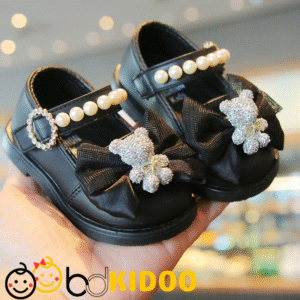 Baby Girl Pearl Bow Shoes | Stylish Kids Party Wear