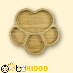 Premium Paw Shape Bamboo Baby Plate with Silicone Suction Base