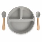 Bdkidoo Silicone Divided Plate with Spoon & Fork - Image 3