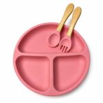Bdkidoo Silicone Divided Plate with Spoon & Fork